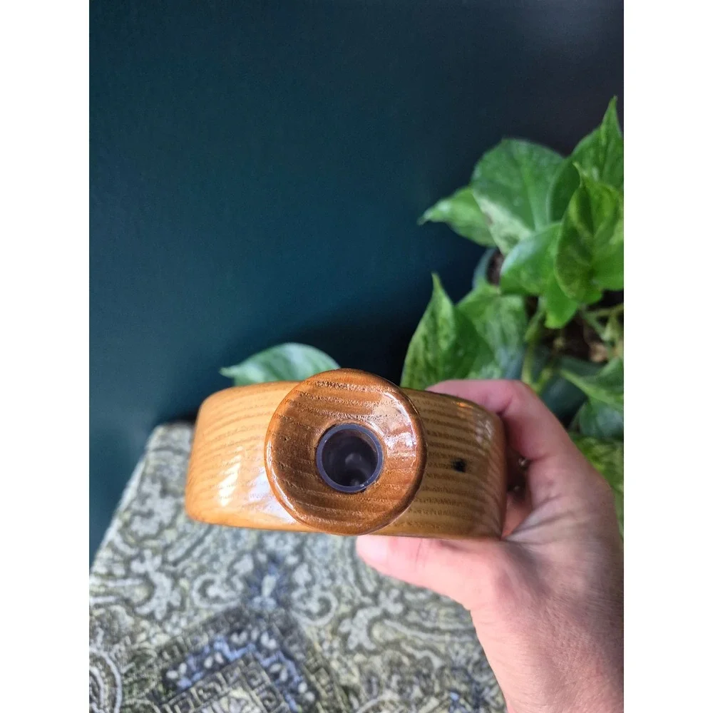 Artisan Handmade Chestnut Wood Bud Vase with Insert Sculptural Turned Wood